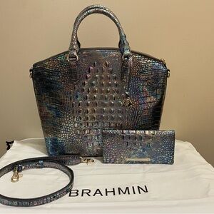 Brahmin Large Duxbury Satchel - Mother of Pearl with Matching Wallet